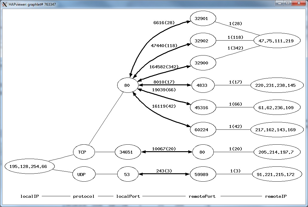 Graphlet of a host assuming 3 different roles